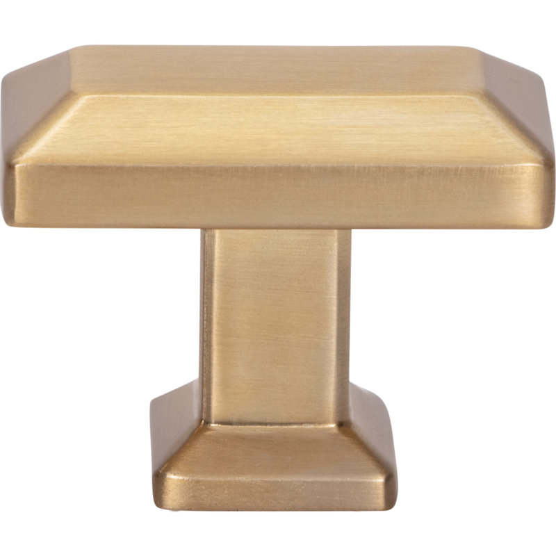 Warm Brass Rectangular Transitional Knob with Mounting Hardware
