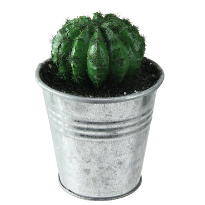 3.5" Tropical Mini Artificial Cactus with Tin Pot
