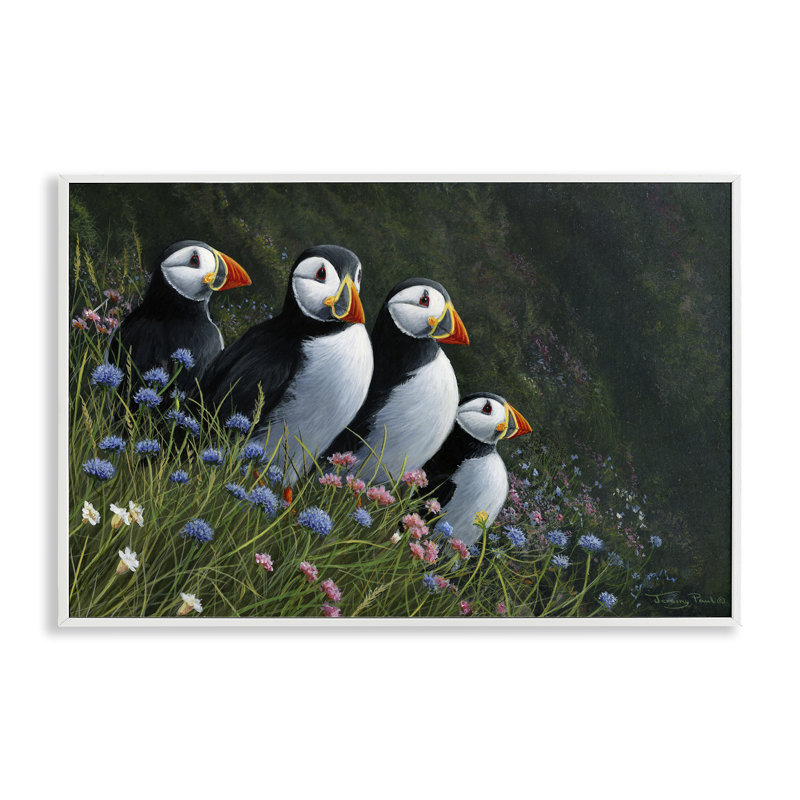 «Puffins & Wild Flowers», estampe numérique, conception de Jeremy Paul, H 12 po x l 18 po