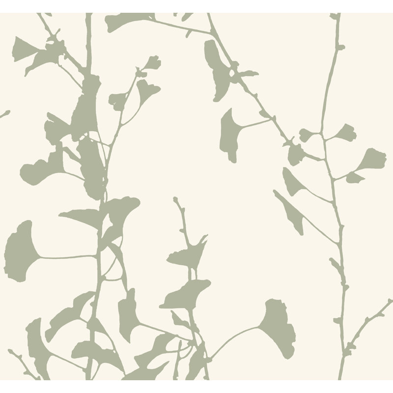 Papier peint silhouette Ginkgo, Vert