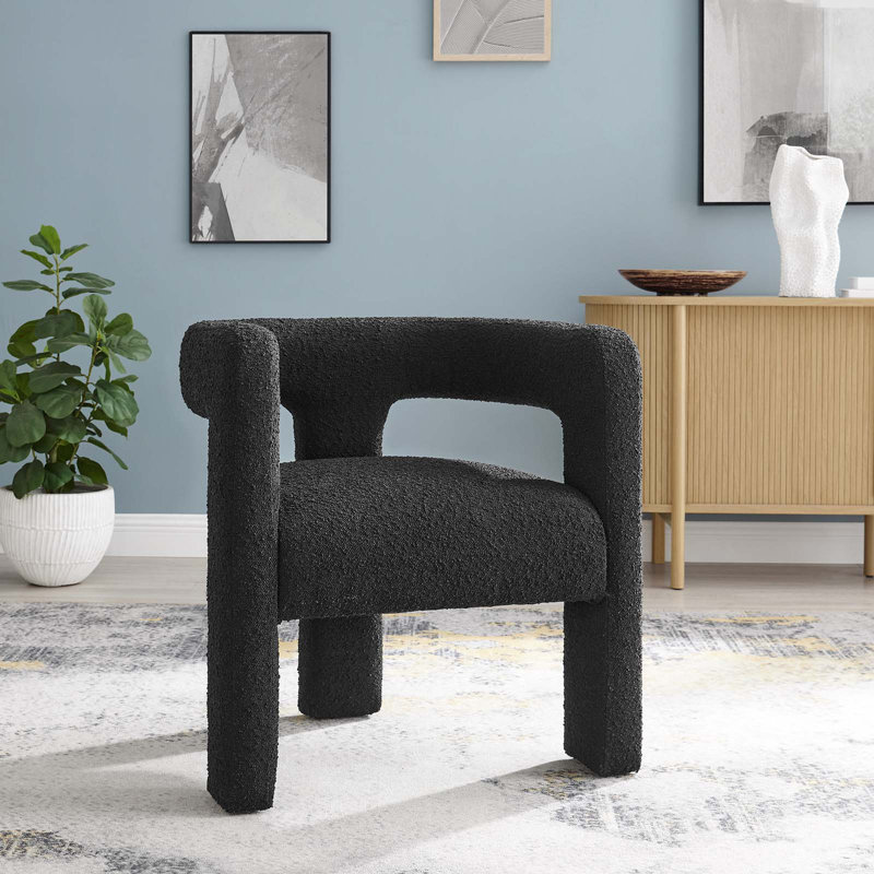 Modway Kayla Boucle Upholstered Armchair, Black