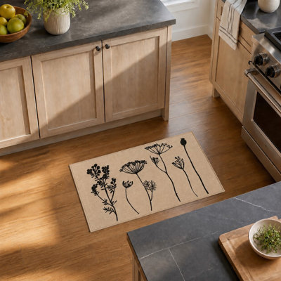 Wildflowers Kitchen Mat Wool Effect Comfort Mat