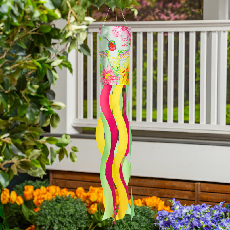 Welcome Hummingbird Garden Sublimated Windsock