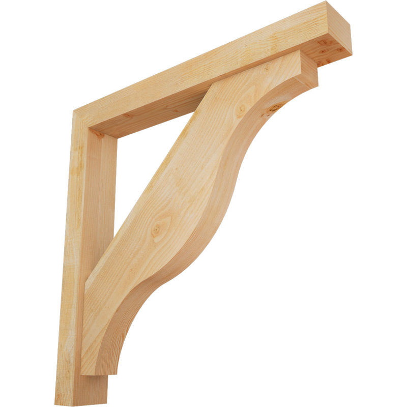 Funston Block Offset Brace Bracket, 44 x 44, 6"W Douglas Fir (Rough Sawn)