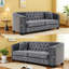 Ensemble de canapés Chesterfield gris en velours, salon moderne capitonné à 6 places