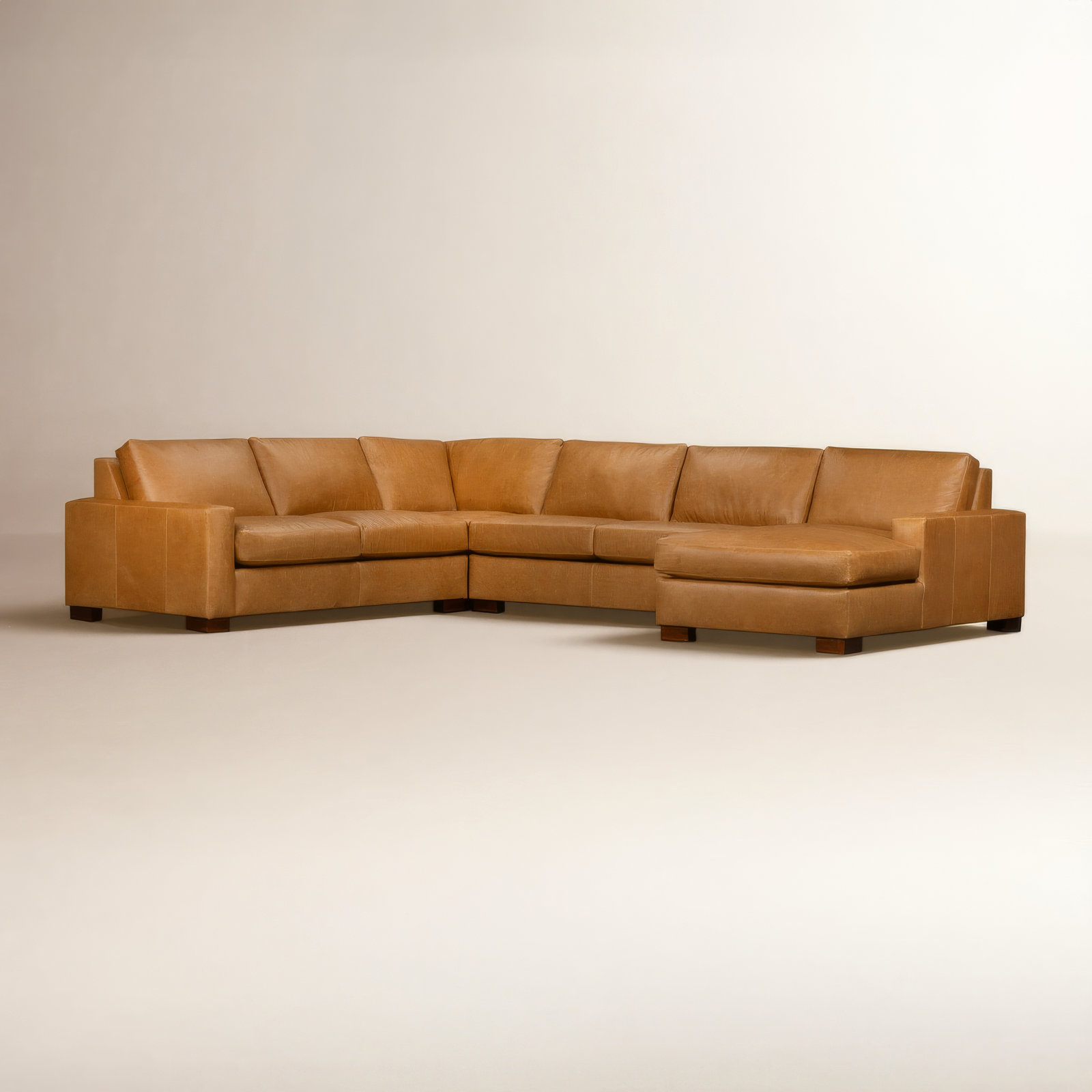 Jonie Genuine Leather Corner Chaise Sectional, Right Hand Facing, Bistro Saddle Genuine Leather