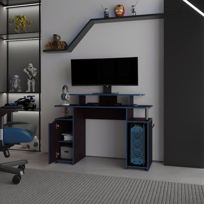 Bureau de jeu ergonomique Arimo avec plateau spacieux et caractéristiques d'organisation pour la maison et le bureau