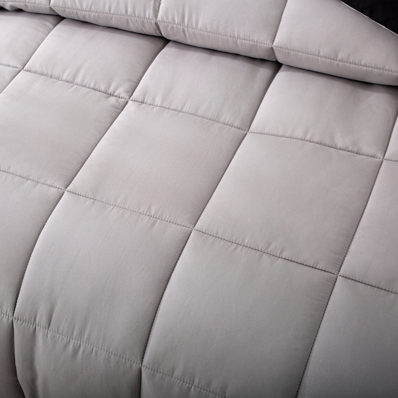 King Black and Gray Reversible Microfiber Down Alternative Comforter