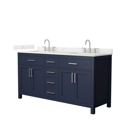 Beckett 66" Freestanding Double Bathroom Vanity with Quartz Top