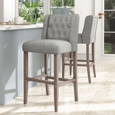 Upholstered 63cm Counter Bar Stools Dining Chairs Set of 2