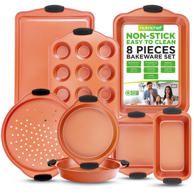 NutriChef 8 Piece Non-Stick Steel Bakeware Set