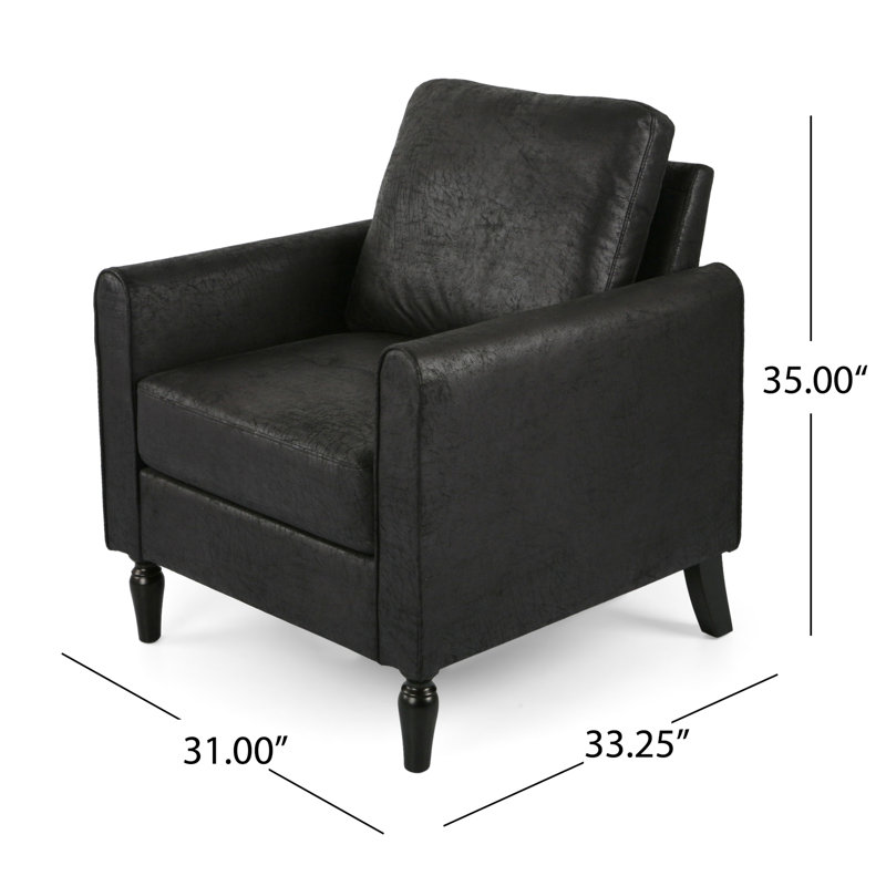 Élégant fauteuil club en microfibre avec coussins de dossier et lignes courbes modernes en noir - microfibre, confortable, peu encombrant