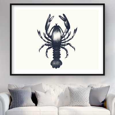 Blue Lobster Beige Bathroom Framed Matted Print | Home Decor