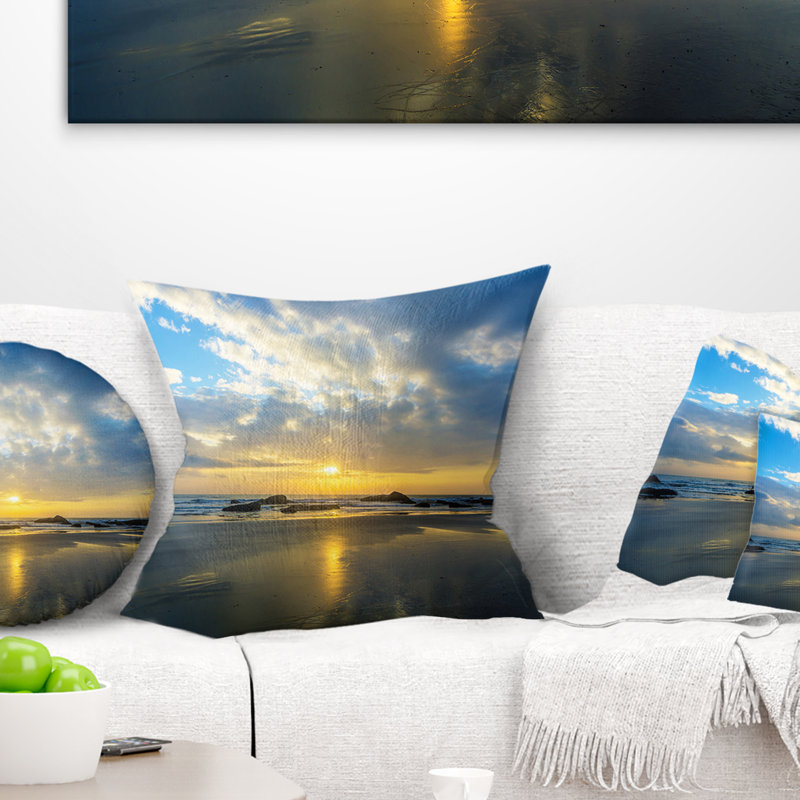 Coussin magnifique en soleil de mer, 18 po x 18 po, Coussin décoratif