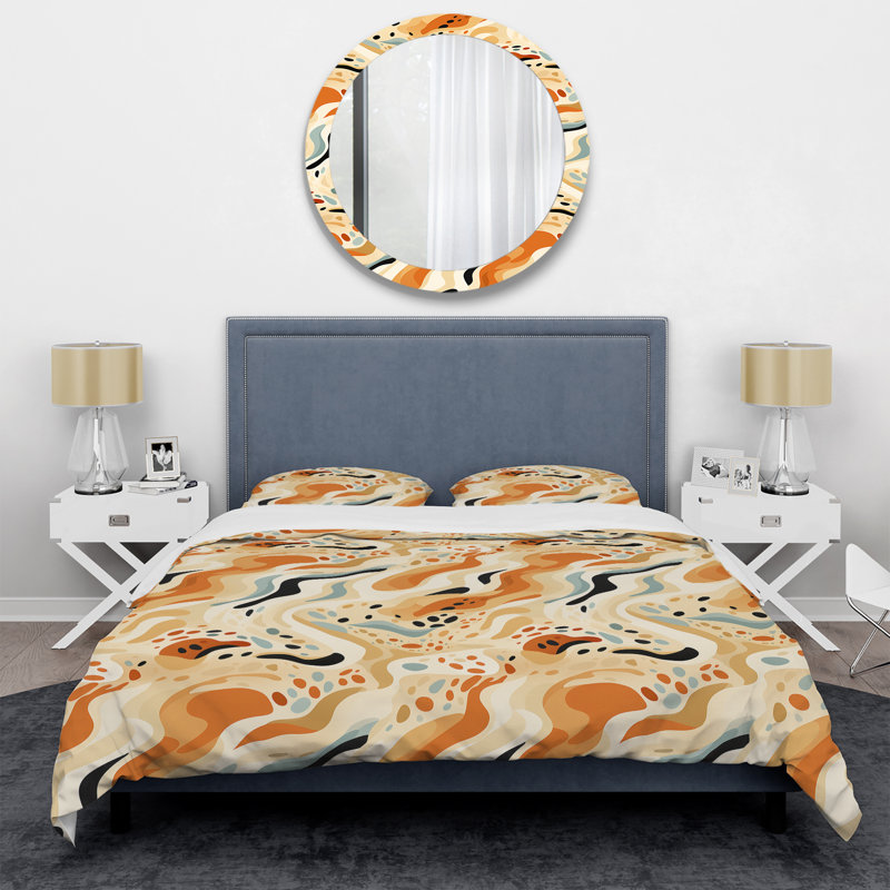 Desert Mirage Sahara - jaune II - ensemble de housse de couette abstrait - microfibre de polyester