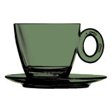 Polycarbonate Tea Cup with Saucer - 12 Pieces - Sapphire