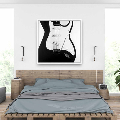 Black Electric Guitar Canvas | Black & White Living Room