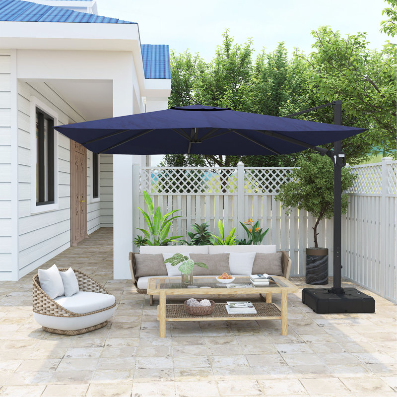 Parasol de patio carré en porte-à-faux 11 pi (sans base de parasol), Bleu très foncé