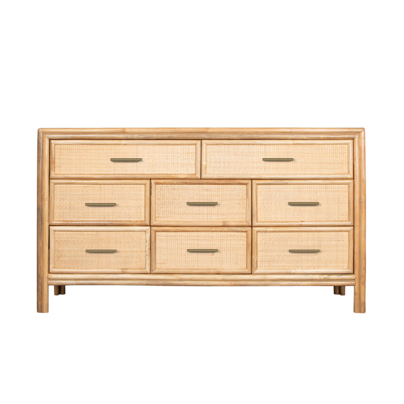 Commode double 8 tiroirs Aruba, Brun clair et noir
