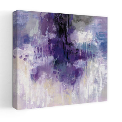 Contemporary Violet Rain With Abstract Black Art
