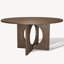 Solid Oak Wood Curved Base Dining Table with Seating for 6