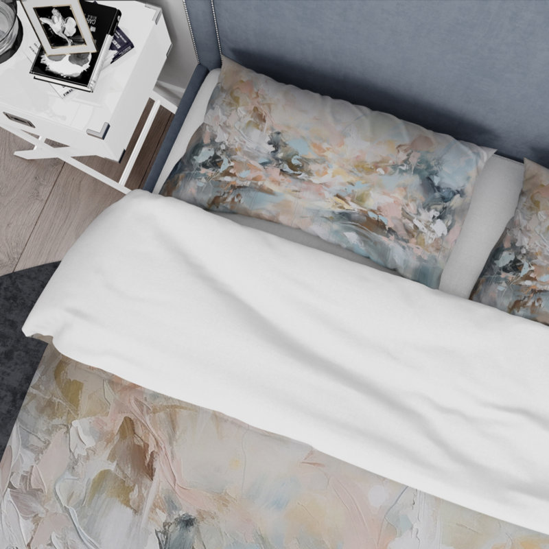 Ensemble de housse de couette en microfibre / polyester Delicate Brushstrokes Abstract Paint IV