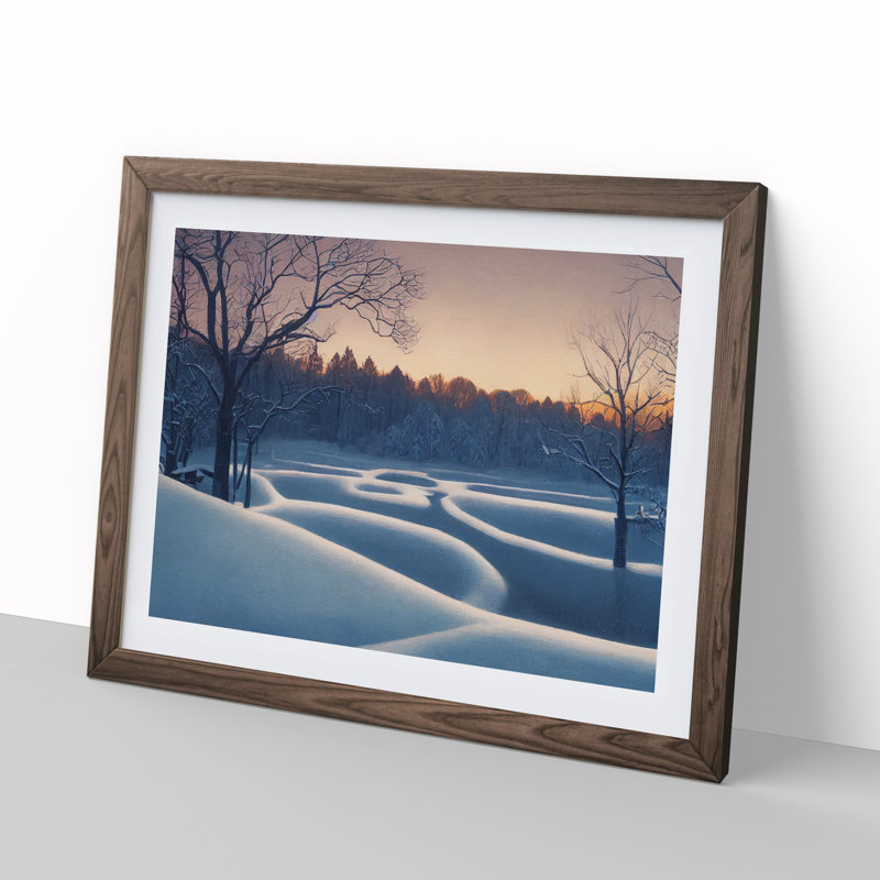 XH1022-10188X Winter Forest Landscape Vol.4 1 Piece Single Picture Frame Wall Art, 25cm H x 34cm W x 2cm D, Walnut