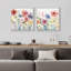Aquarelle fleurs sauvages dans un ensemble floral botanique encadré sur toile 2 pièces-97923395-97923396
