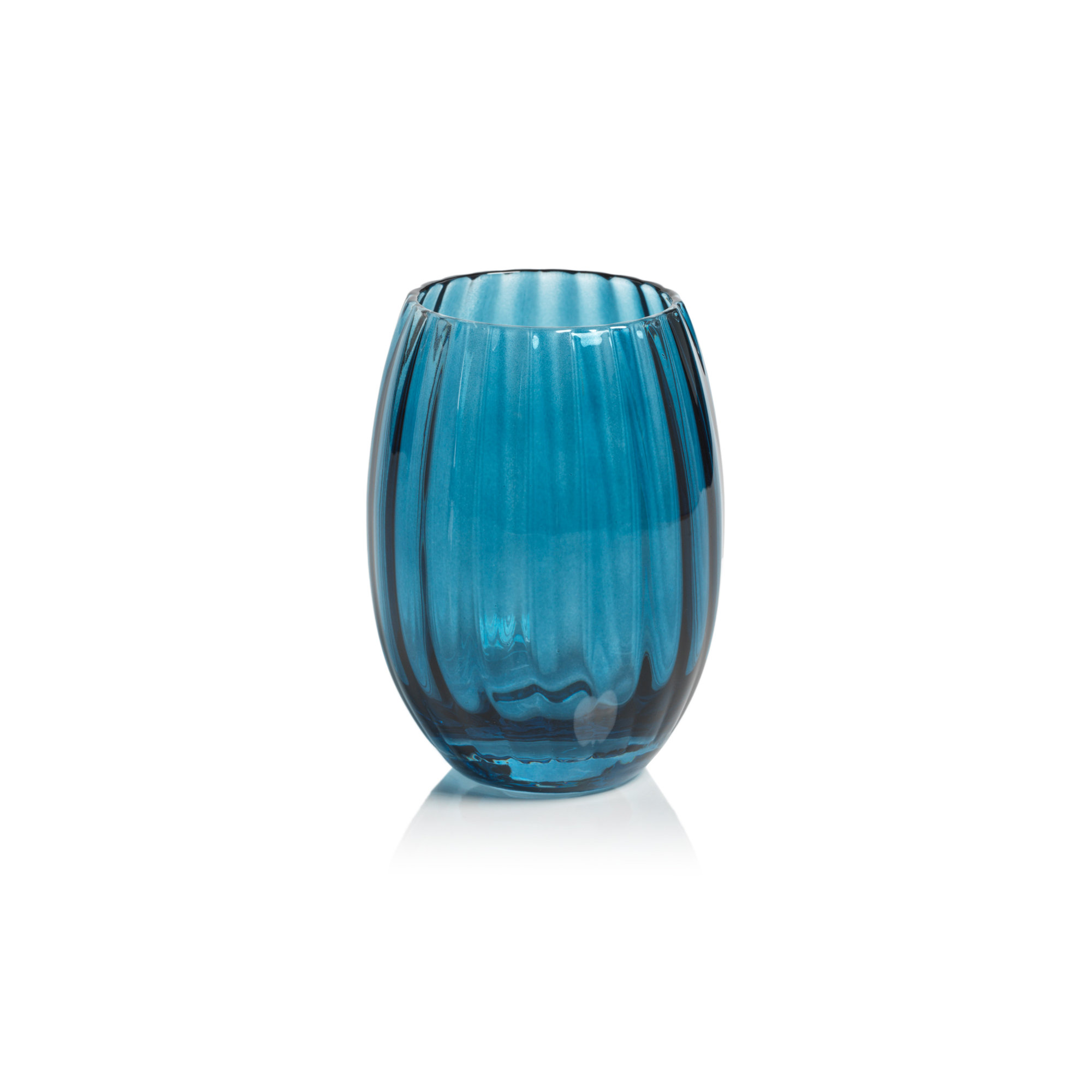 Malden Optic Stemless All-Purpose Glasses, Set of 4, Blue Azure
