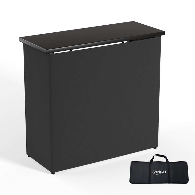 Table de bar pliante noire 39 po avec sac de rangement, Noir mat