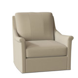 Olivia 34.5" W Top Grain Leather Swivel Armchair