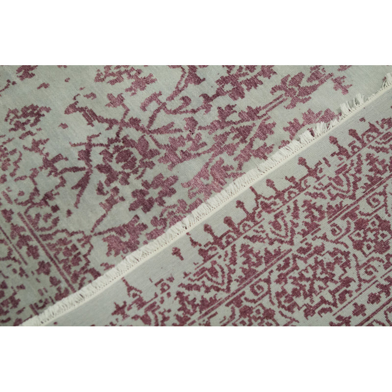 Hand-Knotted High-Quality Silver and White Area Rug