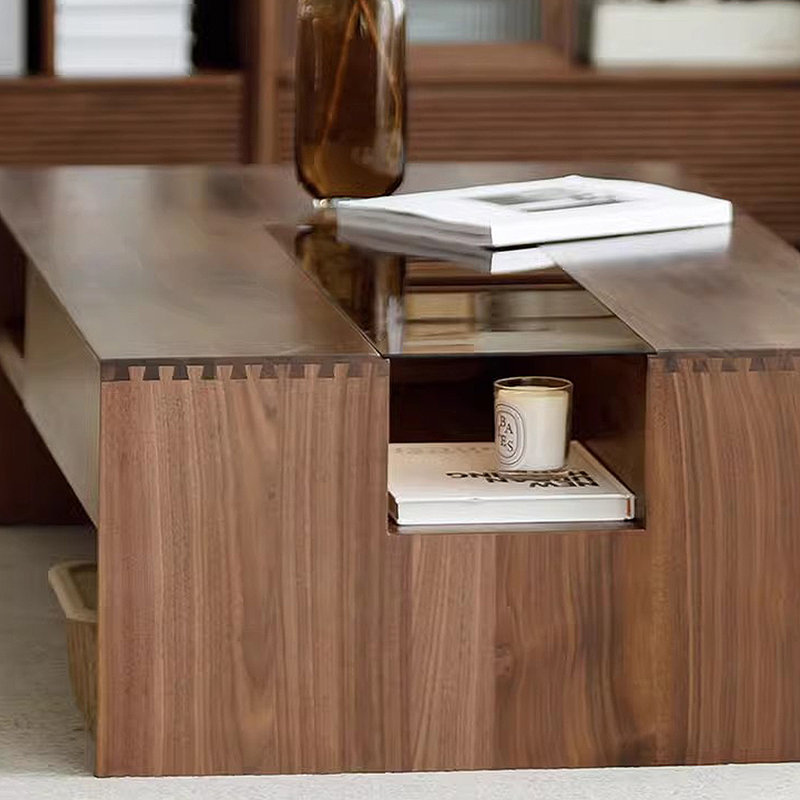 Table basse minimaliste moderne en bois massif, H 15,74 po x L 55,11 po x l 25,59 po