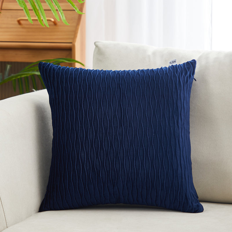 Housse de coussin Velvet wave I, Marine