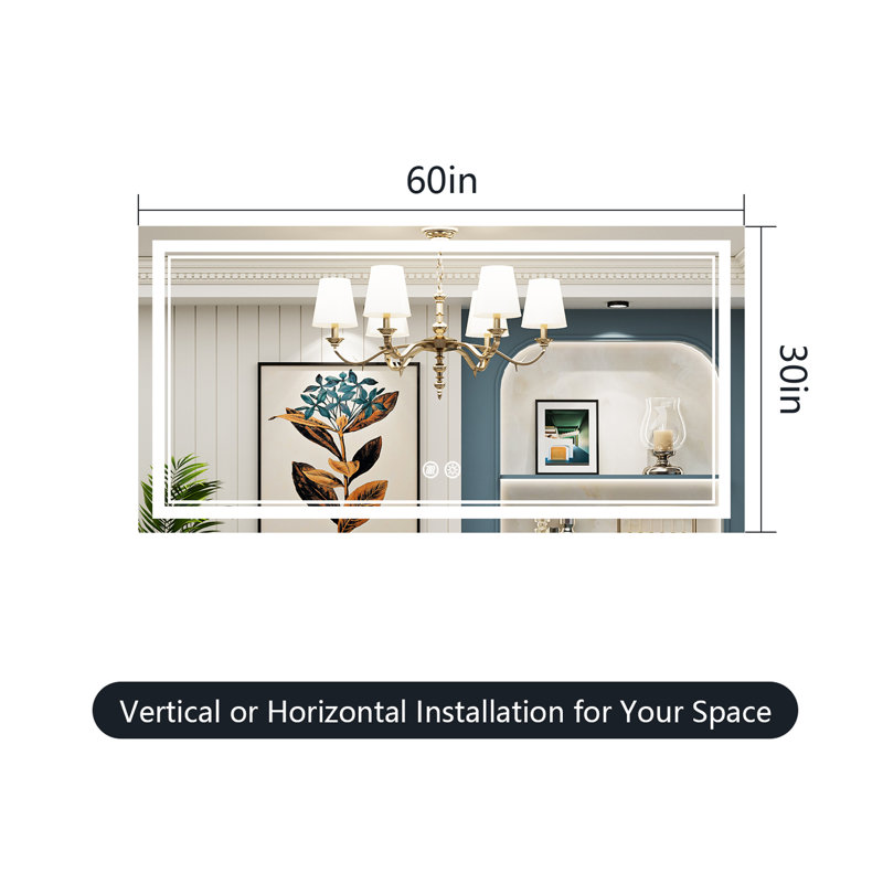Jayce LED Vanity Mirror with Memory Function, 3 Color Temperatures & Dimmable Light, Anti-fog Tempered Glass ETL Listed Mirror