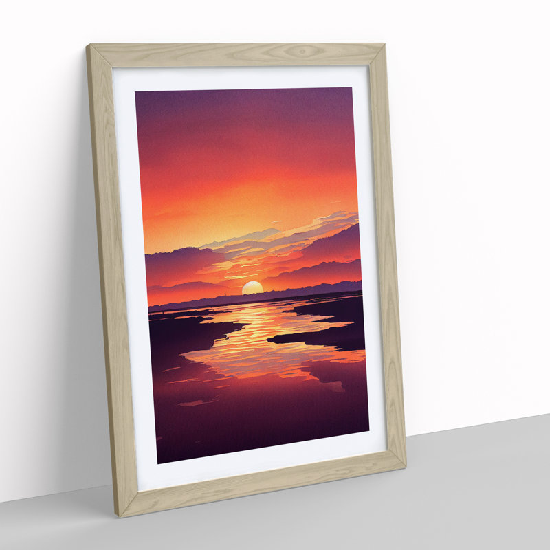 Alluring Sunset - Single Picture Frame Painting, 34cm H x 25cm W x 2cm D, Oak 