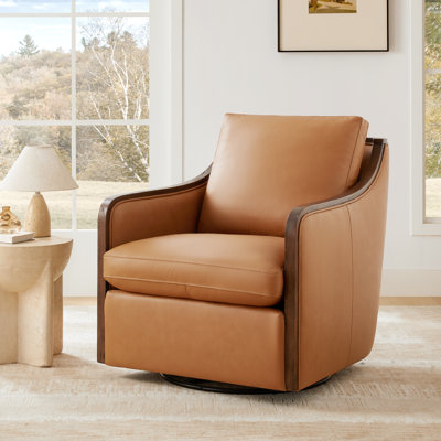 Fauteuil d'appoint pivotant en cuir Grayton