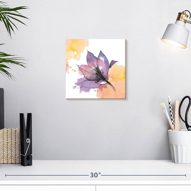 Aquarelle Harnek, fleur graphite, H 10 po x l 10 po