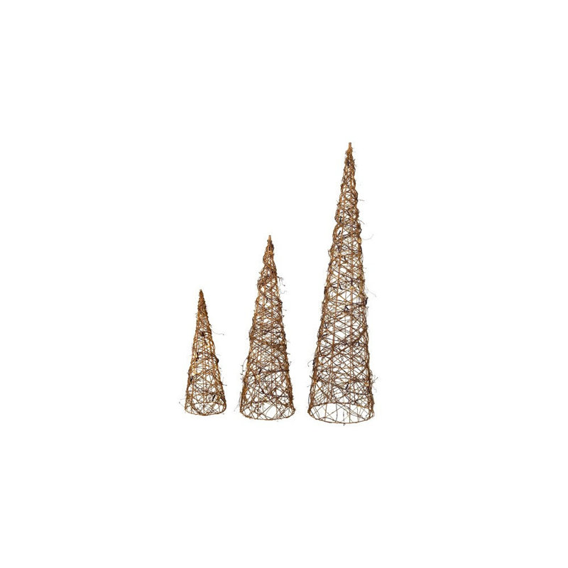Ensemble 3 pièces d’arbres décoratifs en forme de cônes de vigne Rimmer