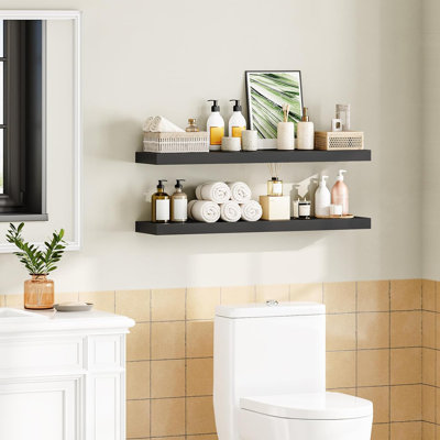 Floating Shelves Set Of 2, 39.4 Inch Wall Mounted Shelves With Invisible Brackets, Heavy Duty Hanging Shelves For Home Decor, Bathroom, Bedroom, Kitchen, Living Room, Office