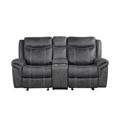 Causeuse à mouvement électrique en microfibre gris foncé avec fonction USB