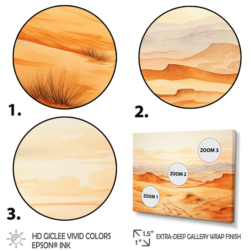 Paysage désertique de dunes de sable en Afrique IV - Désert, art mural, H 34 po x l 44 po x P 1,5 po