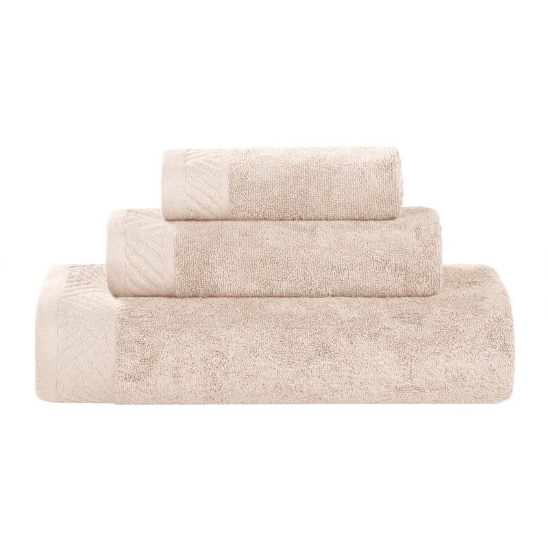 Ensemble de serviettes de bain 3 pièces en coton égyptien Olender, Ivoire ivoire