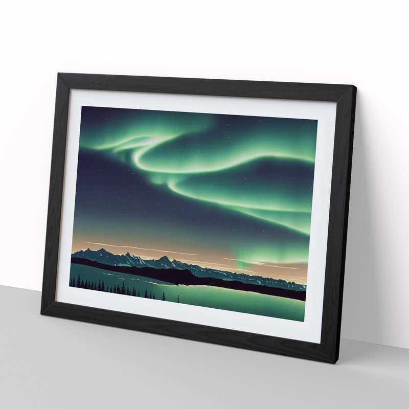 Extraordinary Aurora Borealis - Single Picture Frame Print, 46cm H x 64cm W x 2cm D, Black