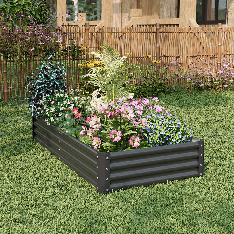 Raised Garden Bed, Black, 30cm H x 180cm W x 90cm D