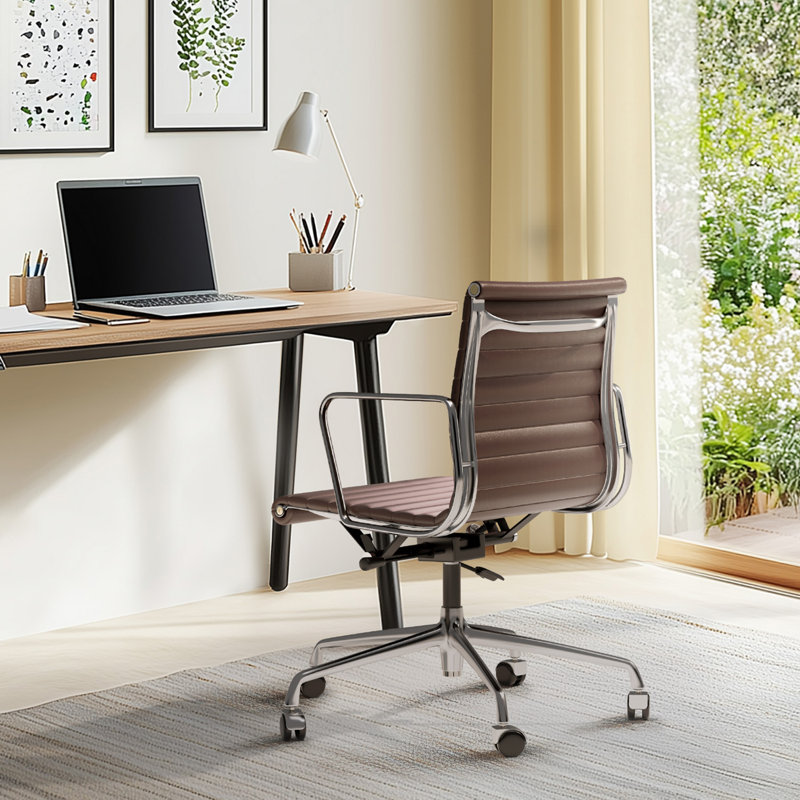 Genuine Leather Conference Chair, Brown