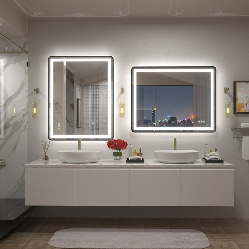 Miroir de salle de bain / de salle de bain anti-buée à DEL certifié Aevar avec garantie de 3 ans UL, 36 po x 28 po