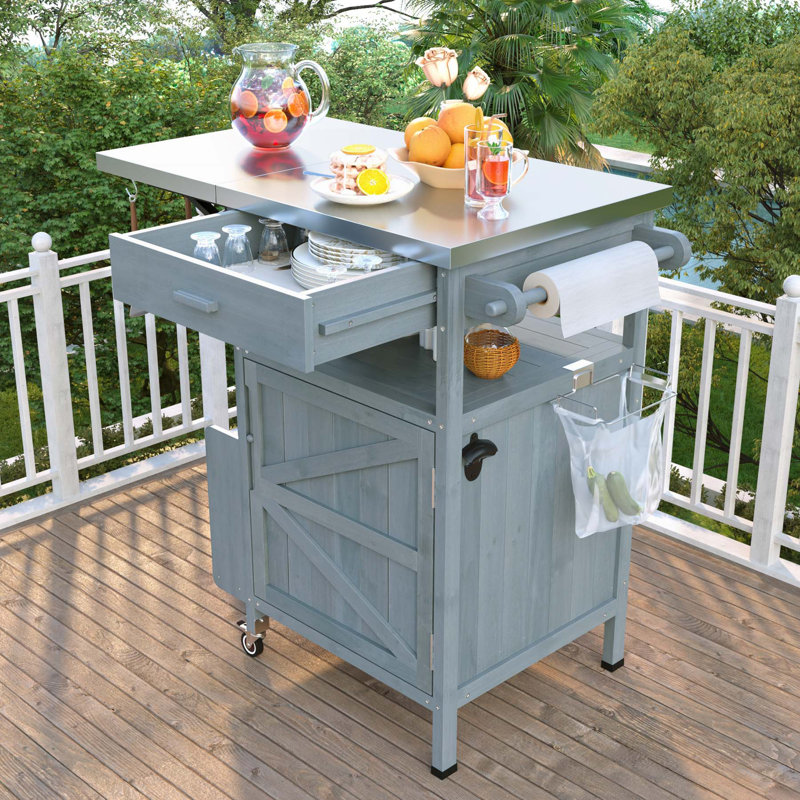 Chariot de barbecue polyvalent avec caractéristiques avancées pour une expérience de cuisson ultime, Bleu et gris