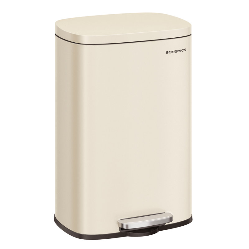 Briawna Metal Step On Kitchen Trash Can - 50L, Ivory