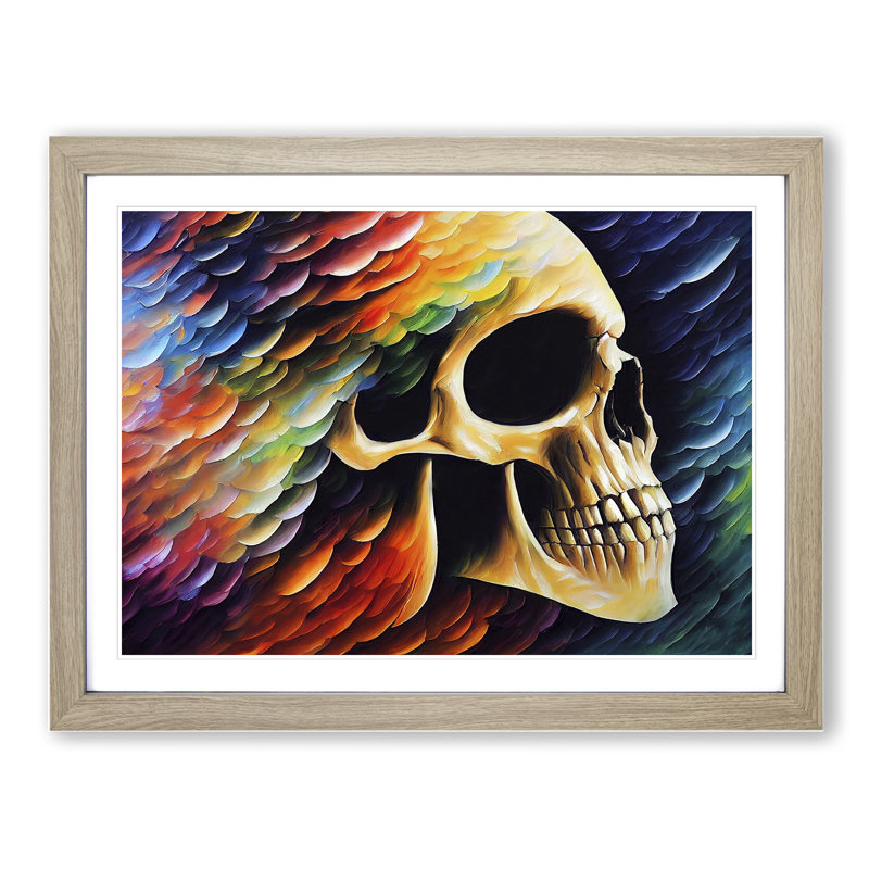 XH1022-7850X Skull In Colour Vol.2 Abstract - Single Picture Frame Print, Oak Framed, 25cm H x 34cm W x 2cm D